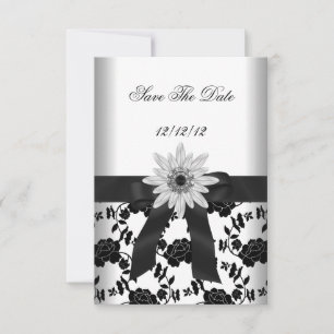 Spara Datum Fest Svart Vit Blomma Diamant Datumet