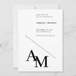 Spara datum, fetstil, svart på vitt inbjudningar