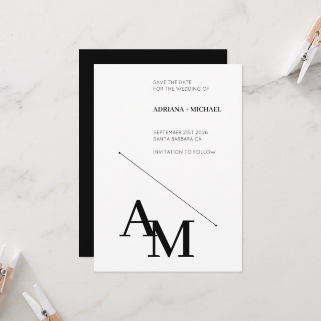 Spara datum, fetstil, svart på vitt inbjudningar (Fram/Back In Situ)