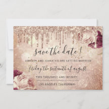 Spara datum  Florals Ros Glitterdroppar Marsala