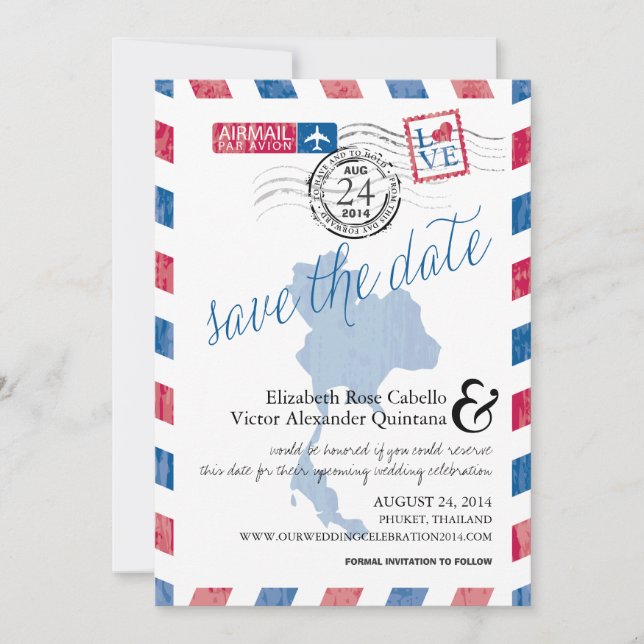 Spara datum för Antique Thailand Airmail Spara Datumet (Framsida)