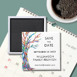 Spara datum för återförening av familjen Rainbow T Magnet<br><div class="desc">Be familjen att spara datum för familjeåterförening med den här snyggten magnet. Den har en färgstark familj träd som ursprungligen tillverkades i glasmosaik. Anpassade enkelt med dina uppgifter. Använda alternativet Anpassa ytterligare om du vill ändra texten storlekt, stil eller färg om du vill. Eftersom vi skapar vår egen teckning kommer...</div>