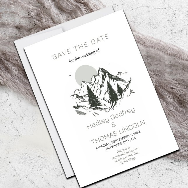Spara datum för att spara Grönten Inbjudningar (Simple Sage Green and White Save the Date #savethedate #classysummerwatercolor #rustic #nature)