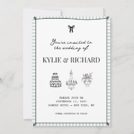 Spara datum för baby blue strimlad Kant Inbjudningar