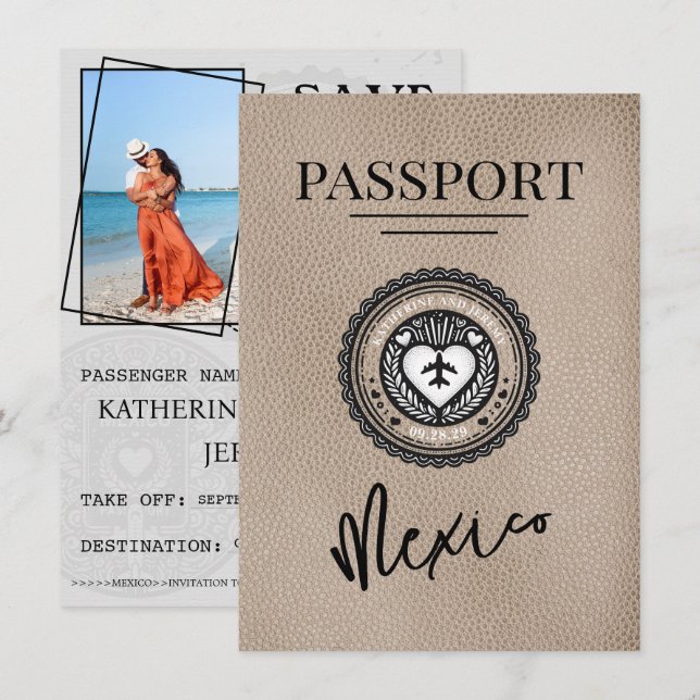 Spara datum för Beige Mexico-pass Datumet (Fram/baksida)