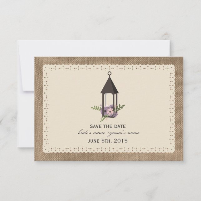 Spara datum för Blommigt med inspikad Snöre i Burl Datumet (Framsida)