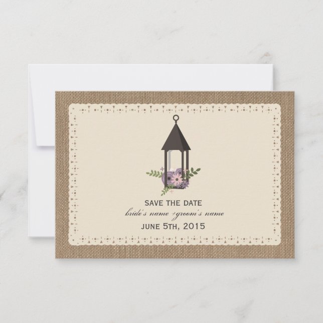 Spara datum för Blommigt med inspikad Snöre i Burl Spara Datumet (Framsida)