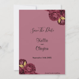 Spara datum för Blommigten Burgundy och Guld Spara Datumet