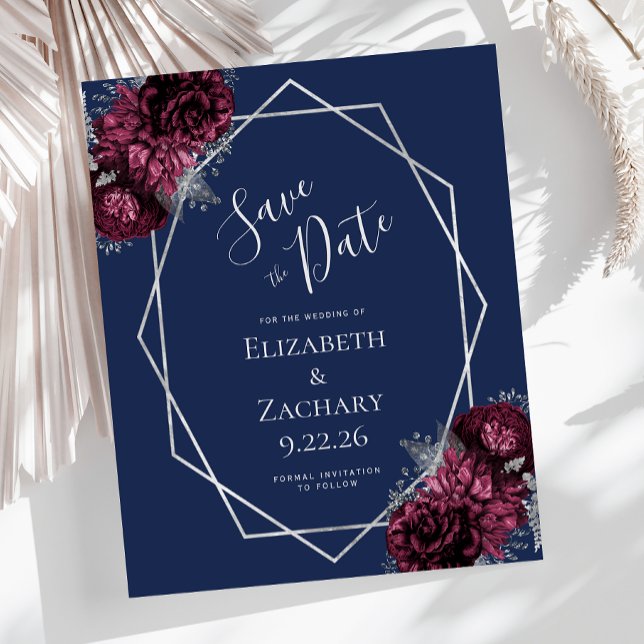 Spara datum för Blommigten för budgetburgundy-flot (Skapare uppladdad)