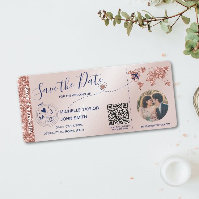 Spara datum för boardingpassets världskarta QR i f Inbjudningar (Skapare uppladdad)