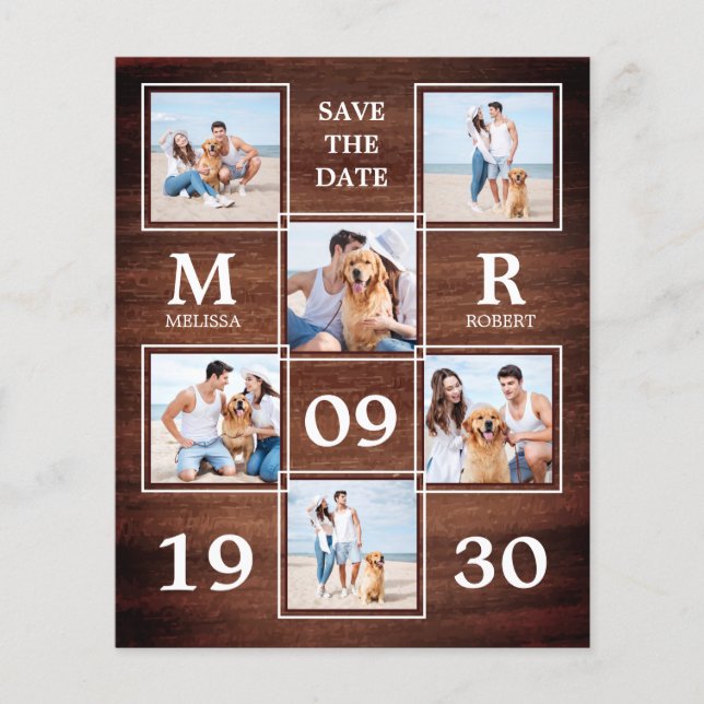 Spara datum för Bröllop-fotokollage för budgeterat (Framsida)