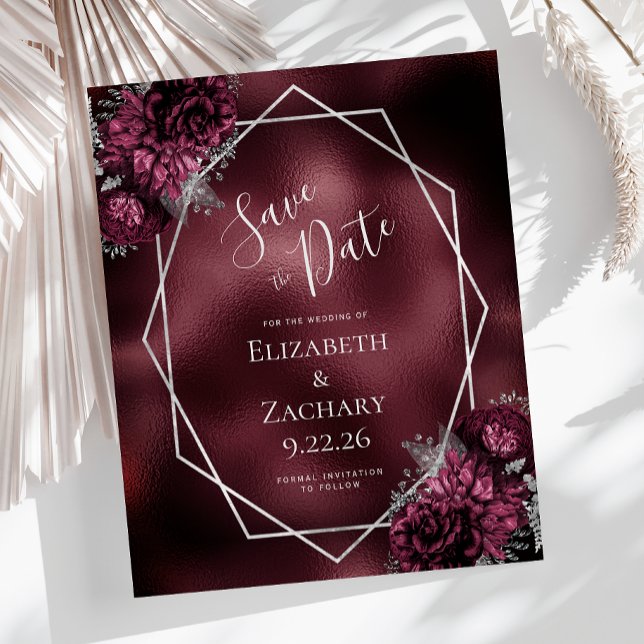 Spara datum för budgetBurgundy-Blommigten Silver G (Skapare uppladdad)