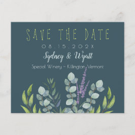 Spara datum för budgeten för botaniskt eukalyptus  flygblad