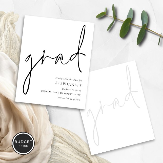 Spara datum för budgetens moderna skript Studenten (front and back view)