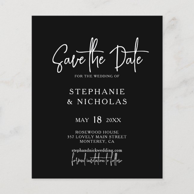 Spara datum för budgetens moderna typografiskript flygblad (Framsidan)