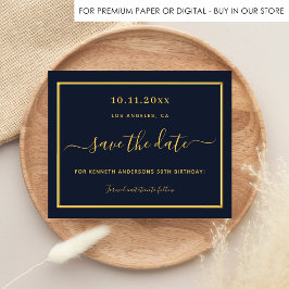 Spara datum för budgetfödelsedag blått guld