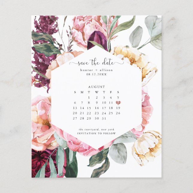 Spara datum för budgetkalender | AnnElizabeth Flye Flygblad (Framsidan)