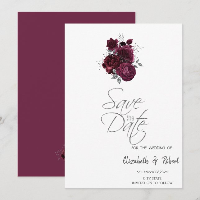 Spara datum för Burgundy Ro Datumet (Fram/baksida)