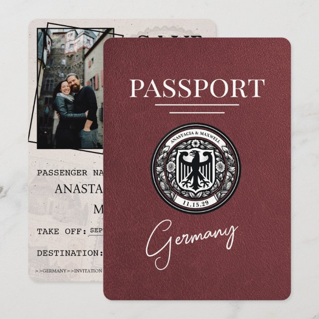 Spara datum för Burgundy Tyskland pass Datumet (Fram/baksida)