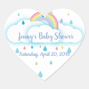 Spara datum för Cloud Baby Shower för hjärtreglage Hjärtformat Klistermärke
