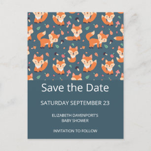 Spara datum för Cute Orange Fox Mönster Inbjudan Vykort