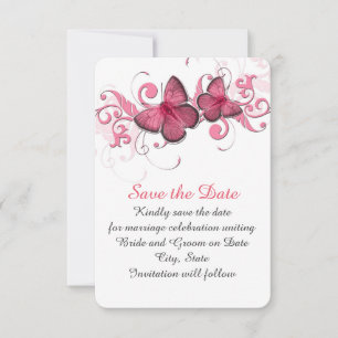 Spara datum för Cute Rosa Butterfly Swirls Datumet