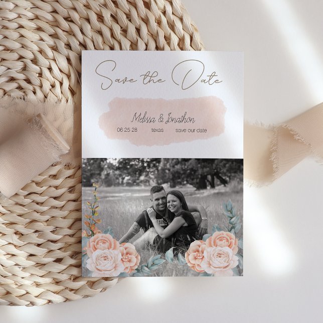 Spara datum för den moderna Boho Rosa Blommigt- Spara Datumet (Skapare uppladdad)