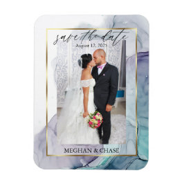 Spara datum för elegant, Lila och foto Spara datum Magnet