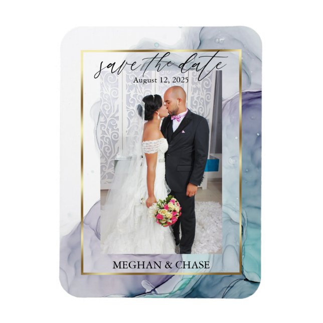 Spara datum för elegant, Lila och foto Spara datum Magnet (Vertikal)