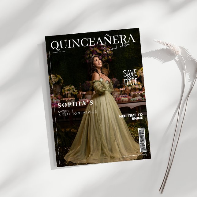 Spara datum för elegant Magazine Quinceanera Inbjudningar (Skapare uppladdad)
