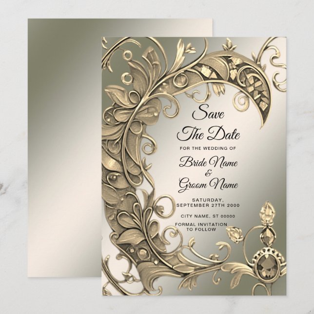 Spara datum för elegant Modern Guld-dekoration Datumet (Fram/baksida)