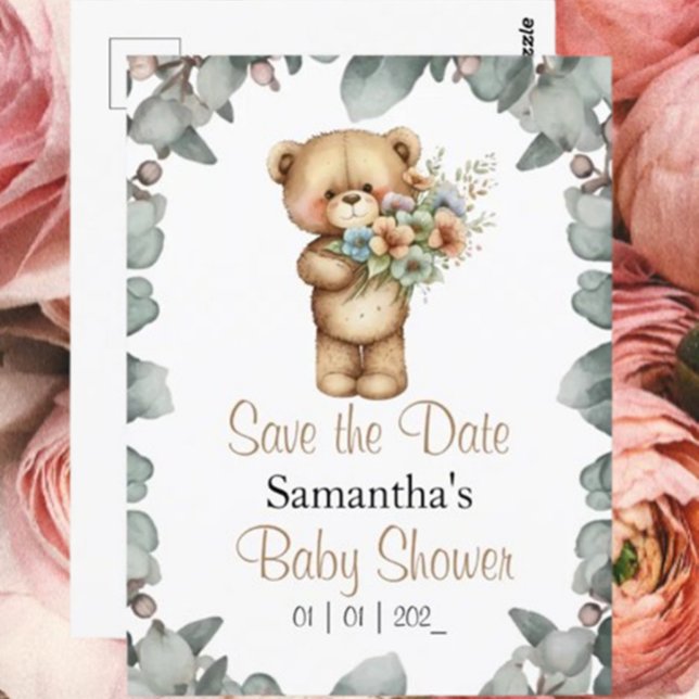 Spara datum för en Beary Cute Baby Shower Inbjudningar ( It's a Boy! Save the Date for a Special Baby Shower!)