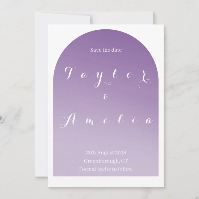 Spara datum för enkel Boho Arch Lila Lilac Datumet (Framsida)