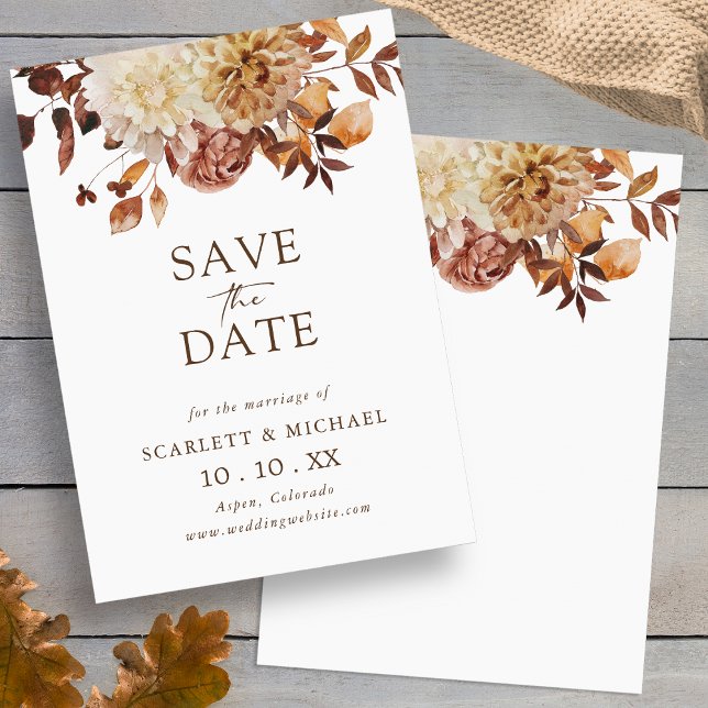 Spara datum för enkel hämtning spara datumet (Simple Fall Watercolor Terracotta Floral Save The Date Card by Painted Paperie
)