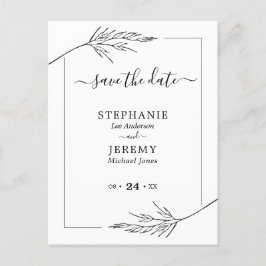 Spara datum för enkel konturteckning, svartvitt vykort