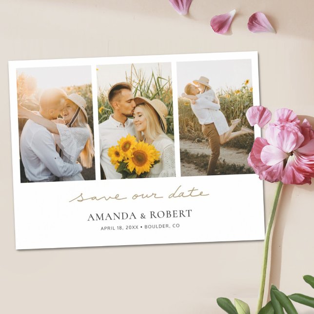 Spara datum för enkel modern multifotokollage magnetisk inbjudningskort (Skapare uppladdad)