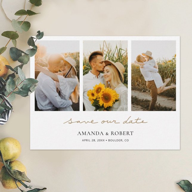 Spara datum för enkel modern multifotokollage meddelande vykort (Skapare uppladdad)