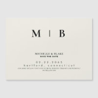 Spara datum för enkel och elegant Monogram Beige