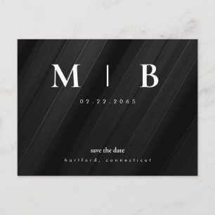 Spara datum för enkel och elegant Monogram svart Meddelande Vykort