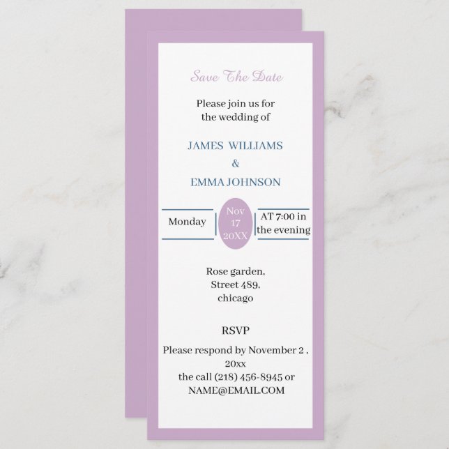 Spara datum för enkel Ro-Personlig Inbjudningar (Fram/baksida)