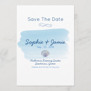 Spara datum för enkel Watercolor Beach Wedding Datumet