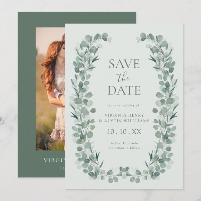 Spara datum för Eucalyptus-fotot Datumet (Fram/baksida)