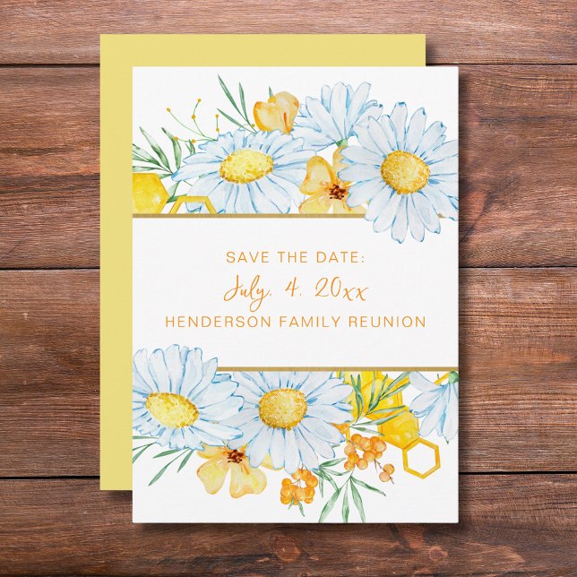 Spara datum för familjeåterförening för vit Blommi Inbjudningar (Skapare uppladdad)