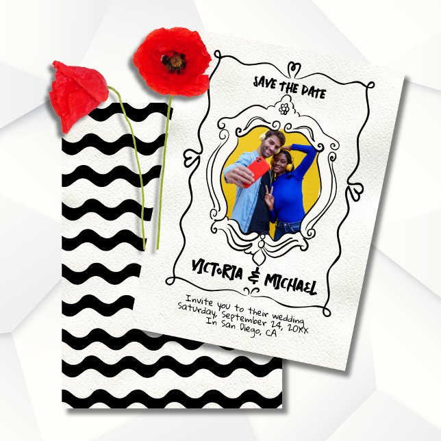 Spara datum för foto i hand plockade inbjudningar (Skapare uppladdad)