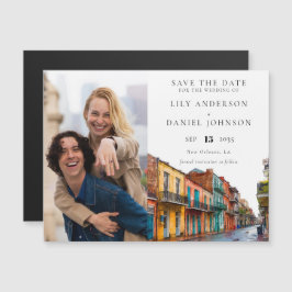 Spara datum för fotobryllup i New Orleans Magnetisk Inbjudningskort