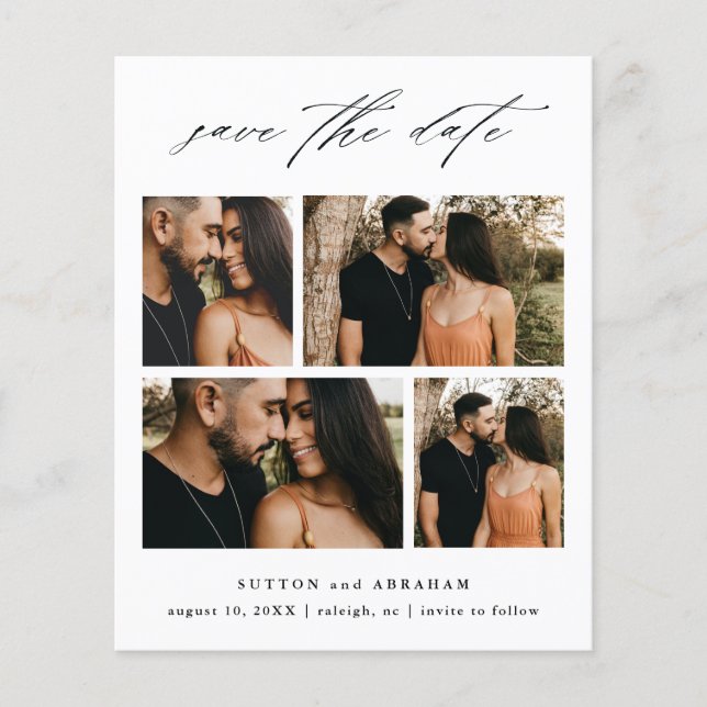 Spara datum för fotokollage för budgetskript Bröll Flygblad (Framsidan)