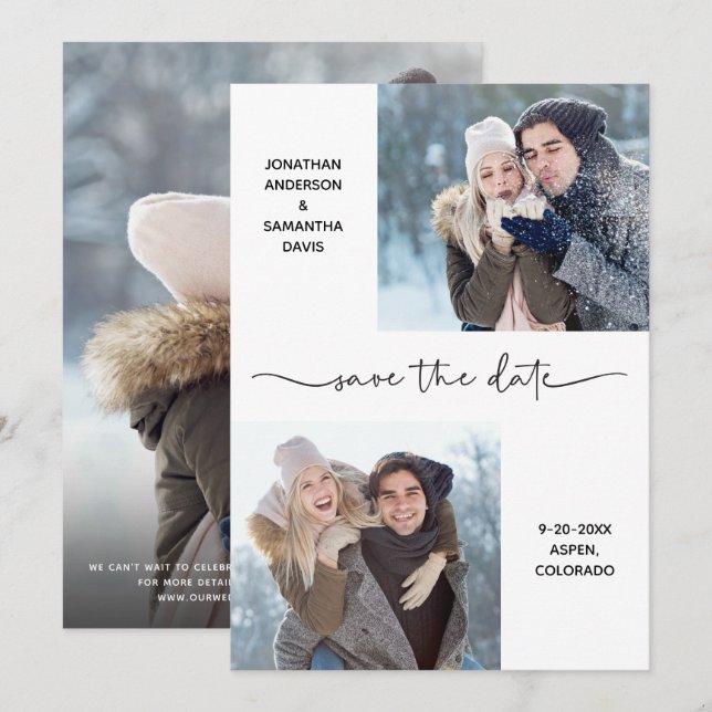 Spara datum för fotokollage i det moderna Elegante Datumet (Fram/baksida)