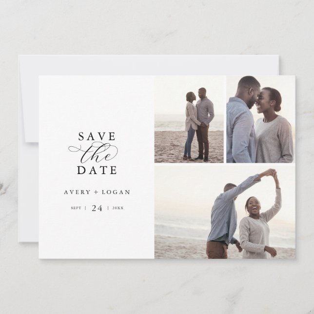 Spara datum för fotokollage i elegant Script 3 Datumet (Framsida)