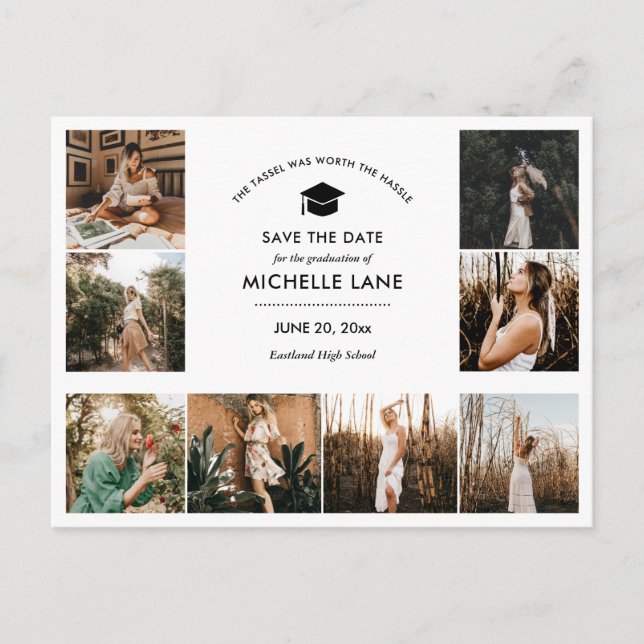 Spara datum för fotokollage i student vykort (Framsida)