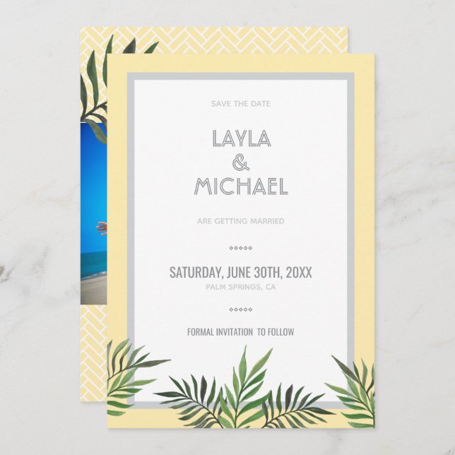 Spara datum för fotot för handflatan Vår Inbjudningar (Fram/baksida)